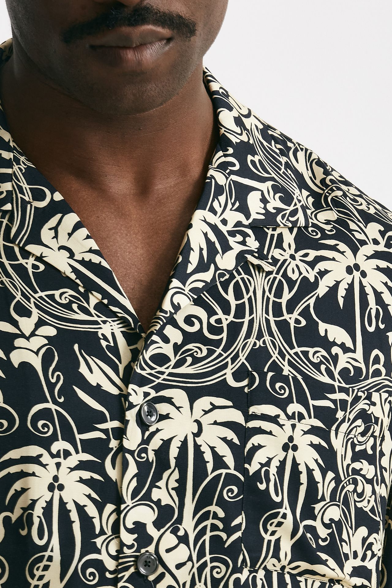 camicia in viscosa fantasia blu e panna men Laneus - 5