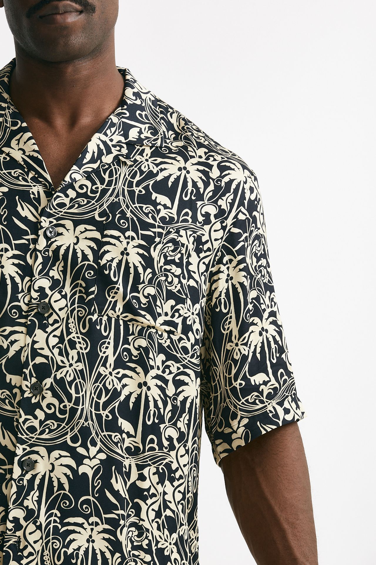 camicia in viscosa fantasia blu e panna men Laneus - 6
