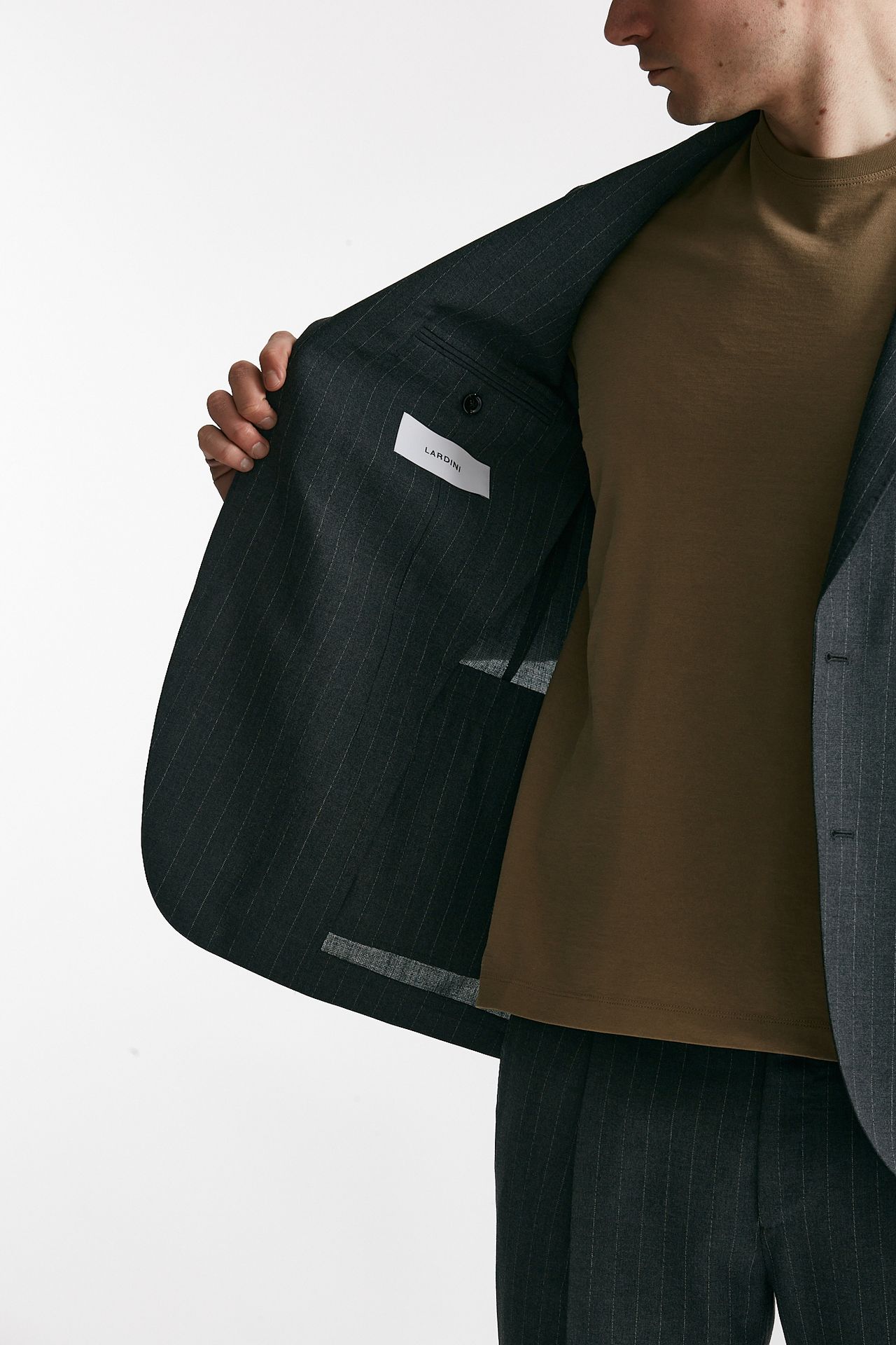 abito monopetto gessato in lana grigio men Lardini - 5