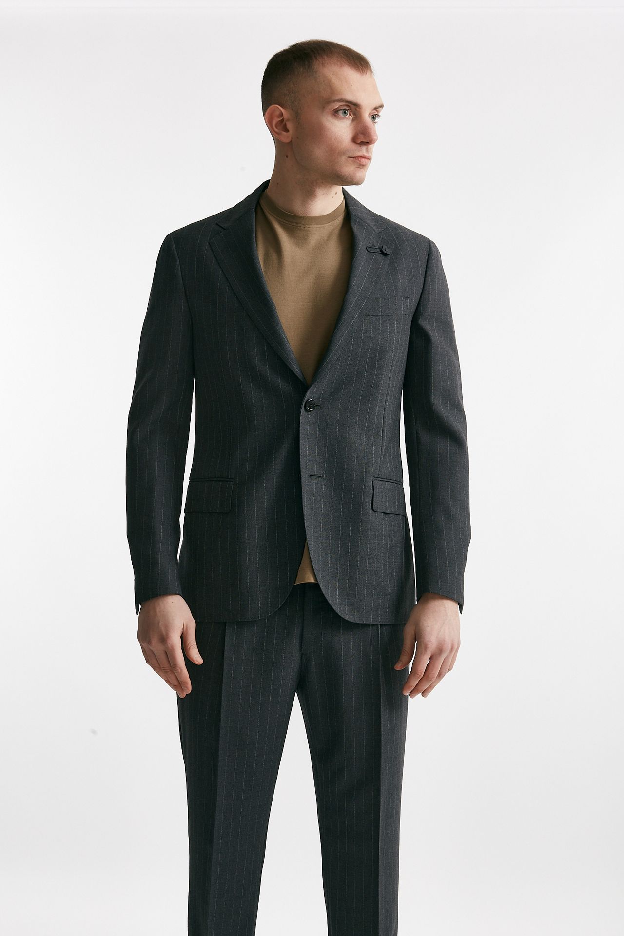 abito monopetto gessato in lana grigio men Lardini - 7
