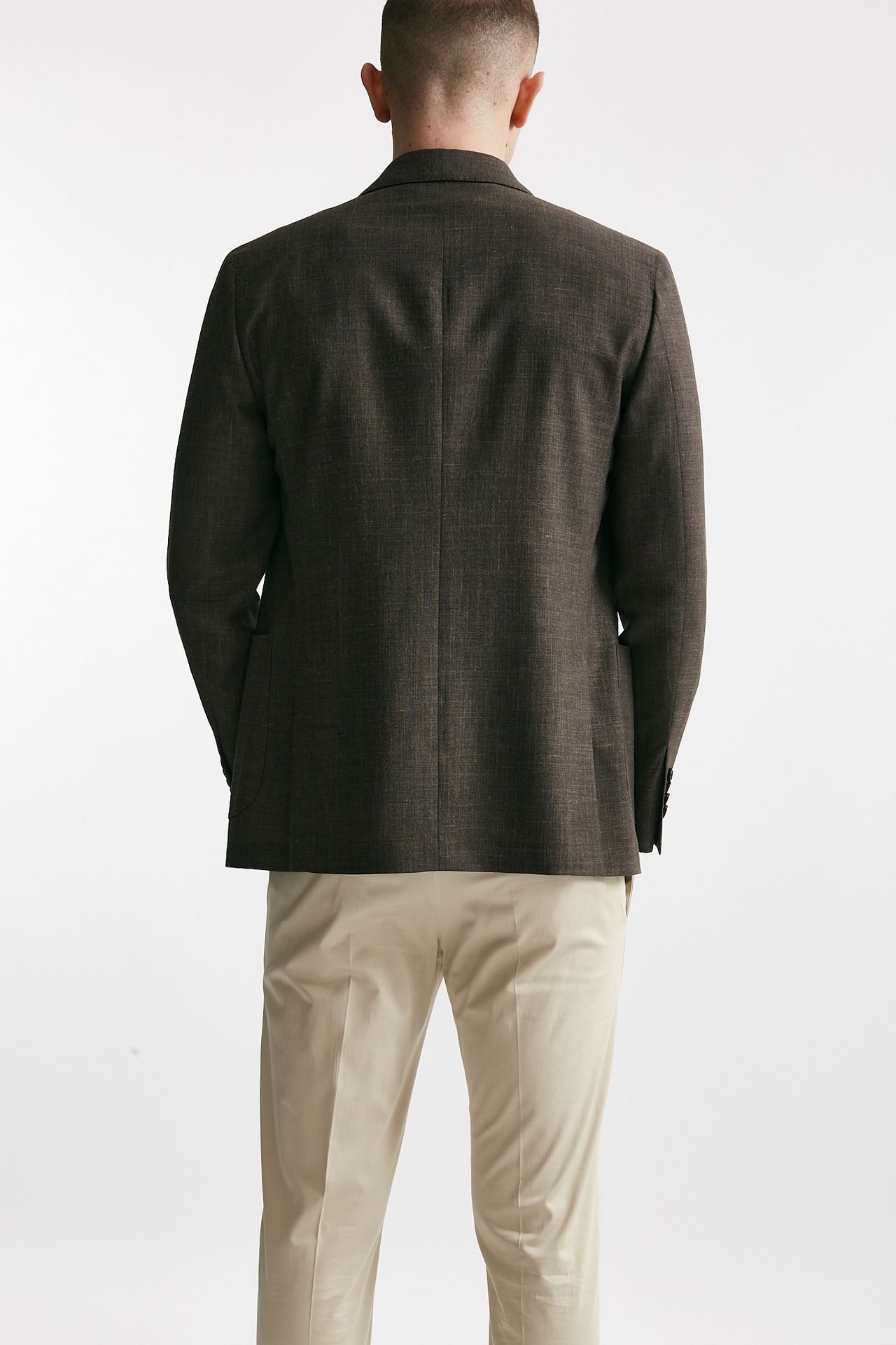 giacca doppiopetto marrone lana seta e lino men Lardini - 3
