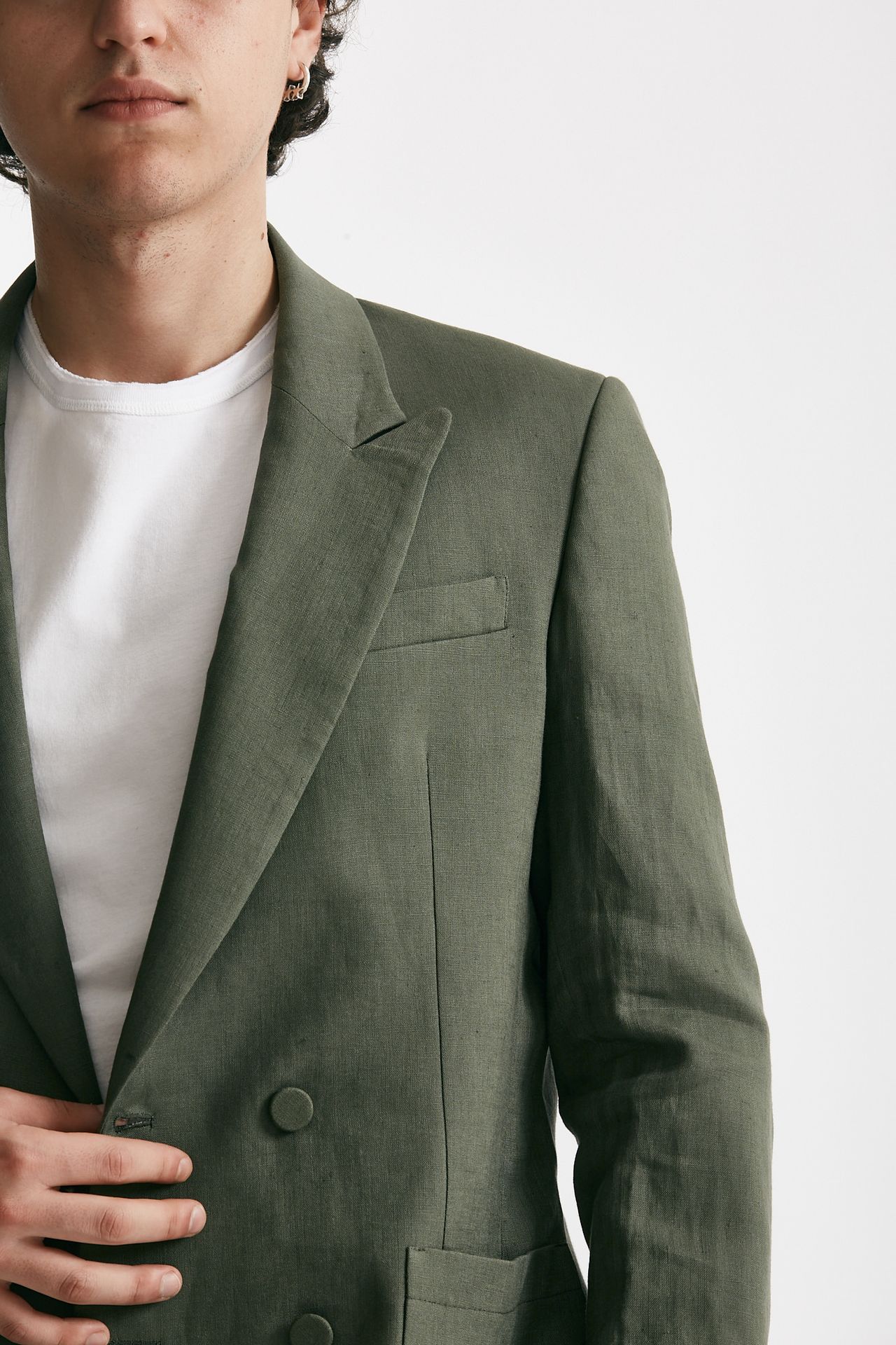 giacca in lino doppio petto verde men Marsēm - 5