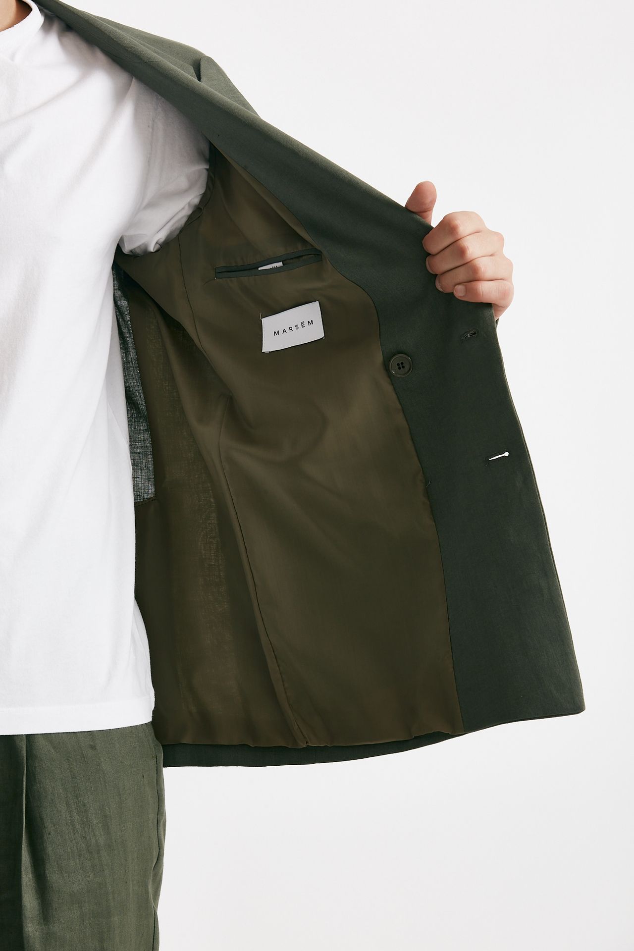 giacca in lino doppio petto verde men Marsēm - 7