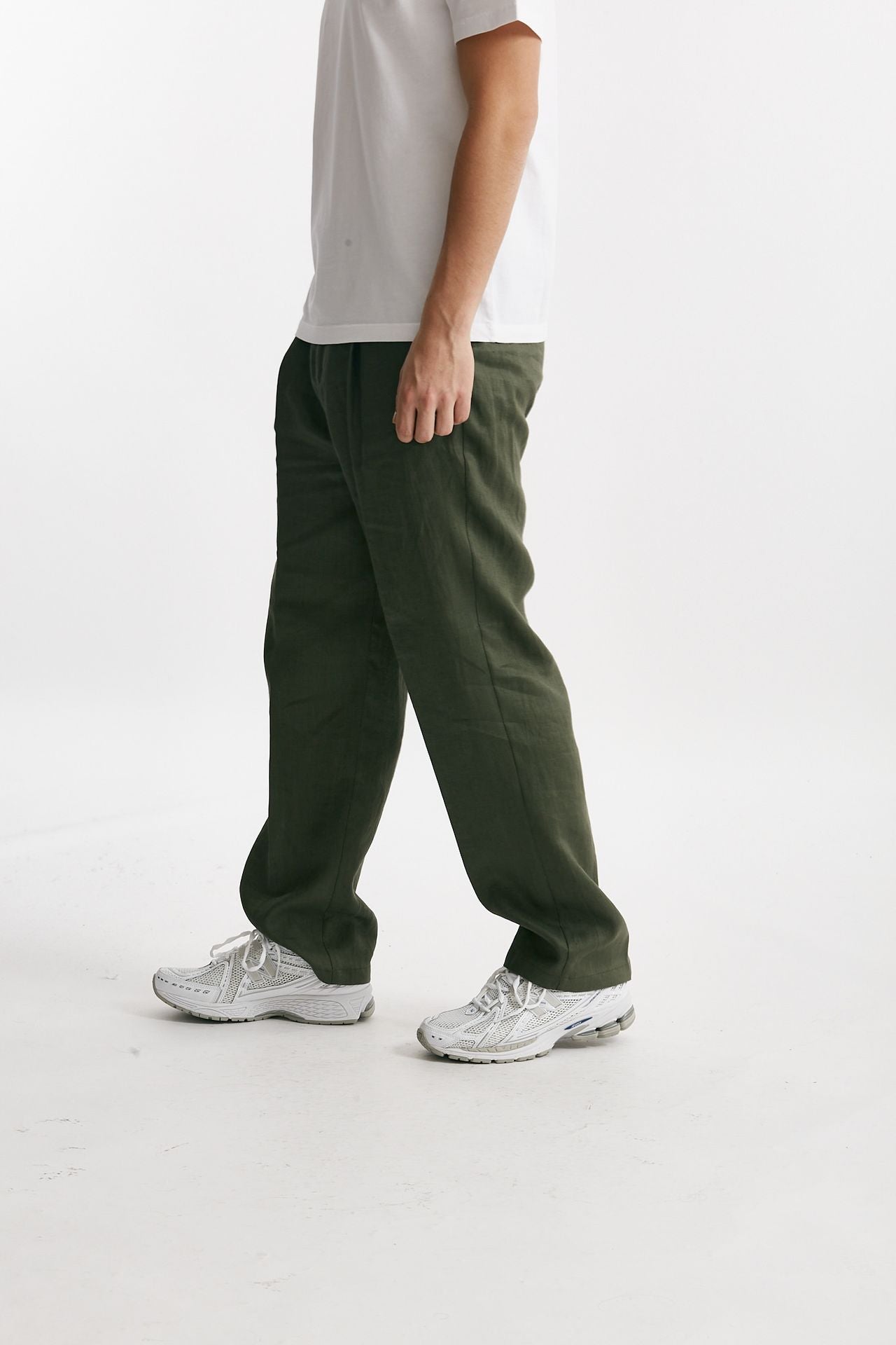 pantalone gamba ampia in lino verde men Marsēm - 3