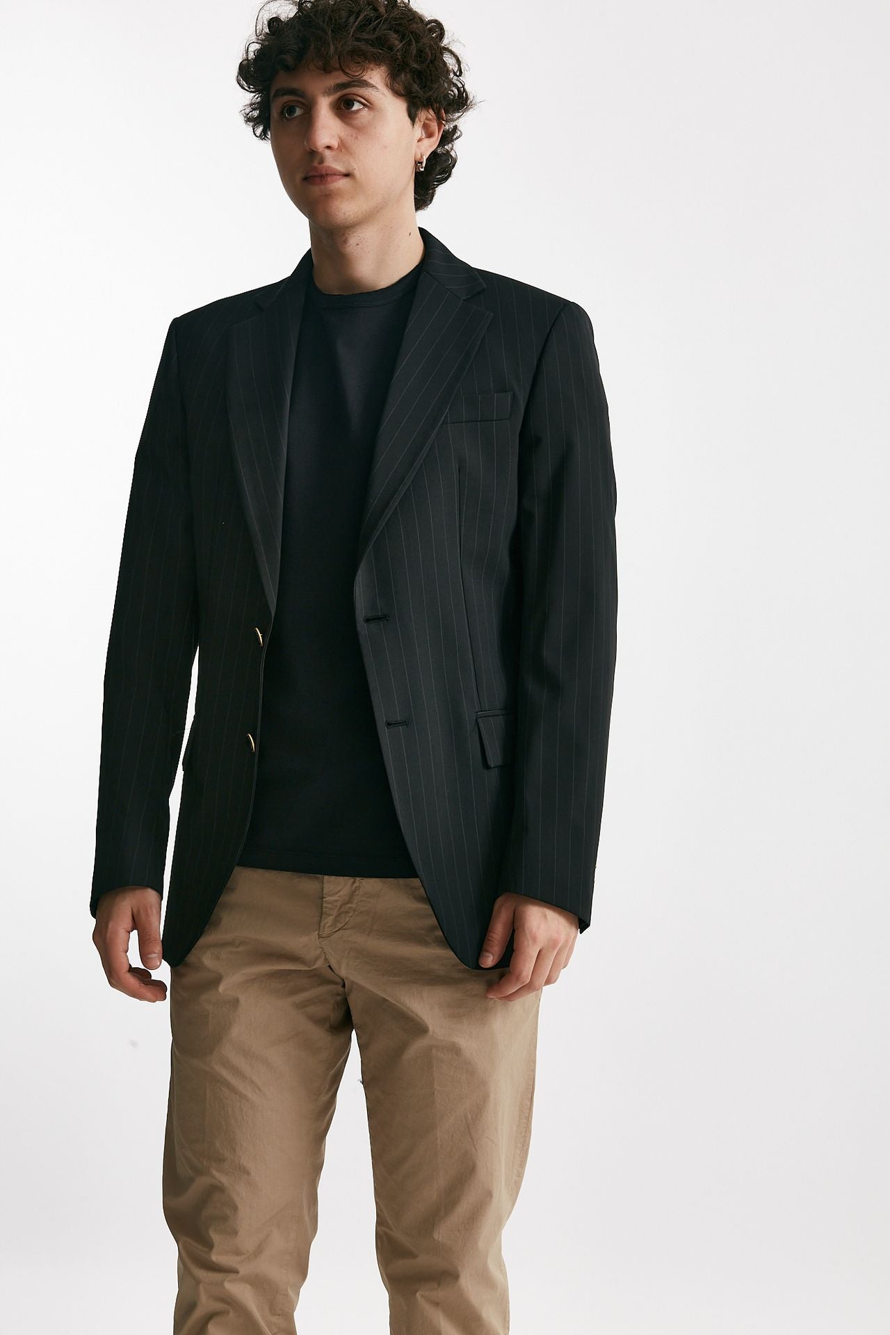 giacca in poliestere e lana stretch gessato nero men Marsēm - 4