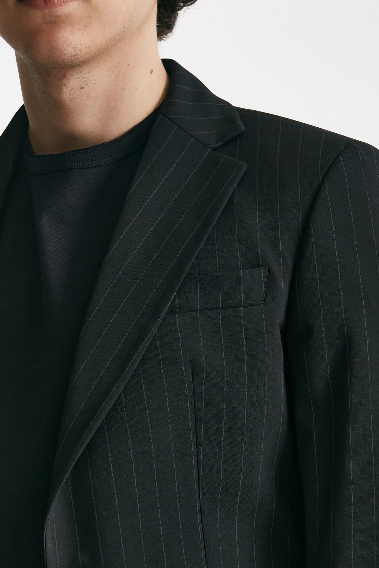 giacca in poliestere e lana stretch gessato nero men Marsēm - 5