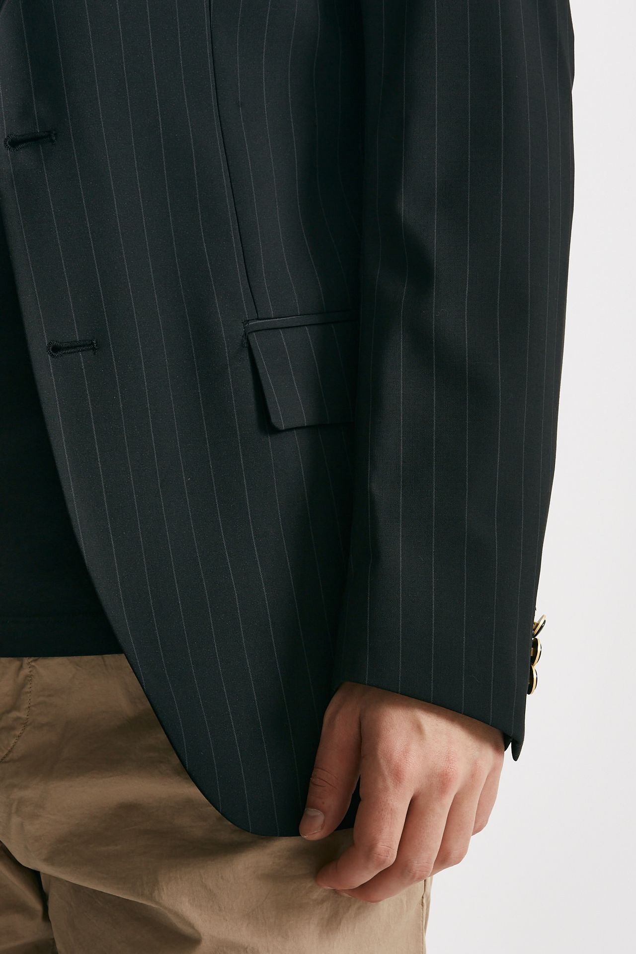 giacca in poliestere e lana stretch gessato nero men Marsēm - 6