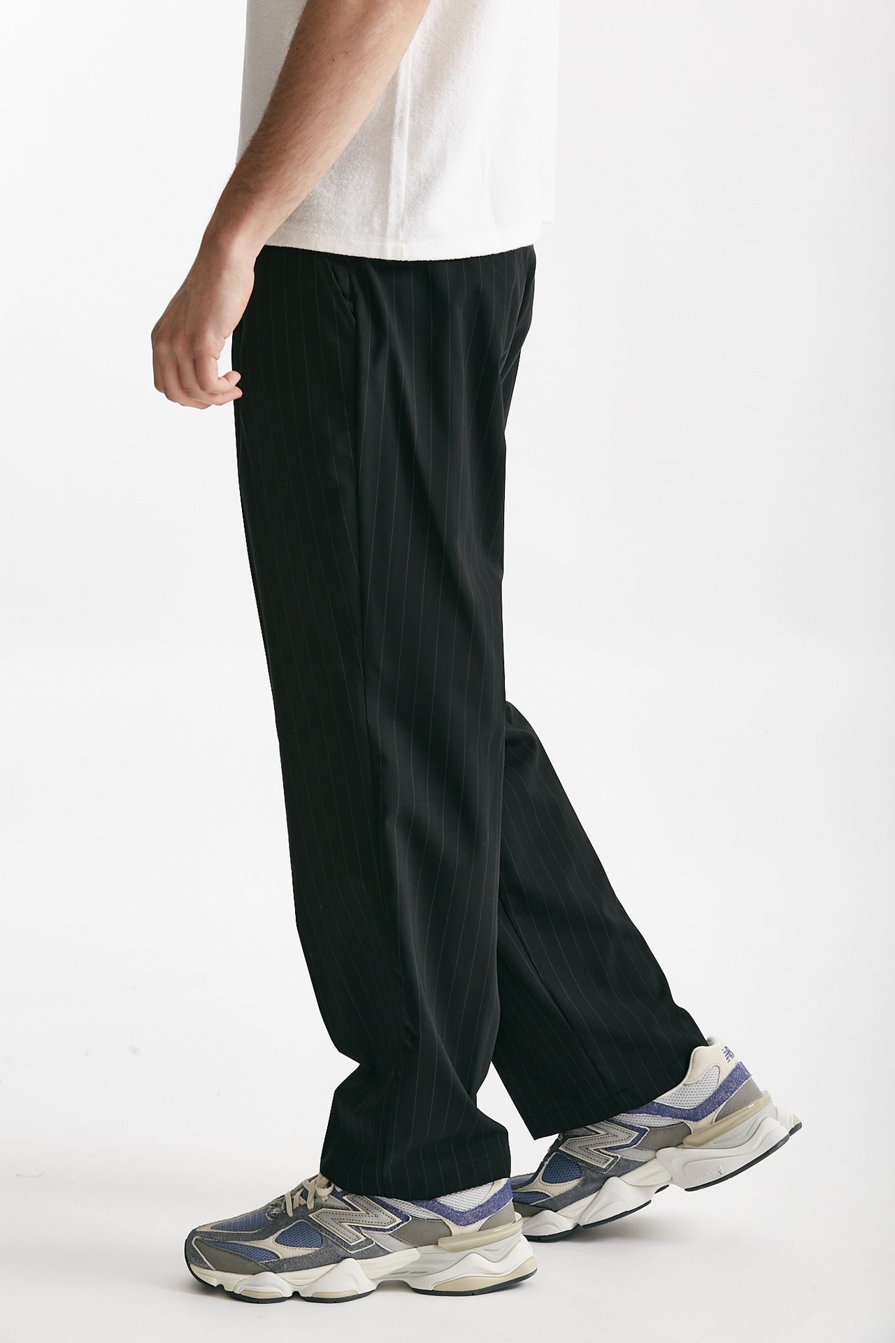 pantalone poliestere e lana stretch gessato nero men Marsēm - 2