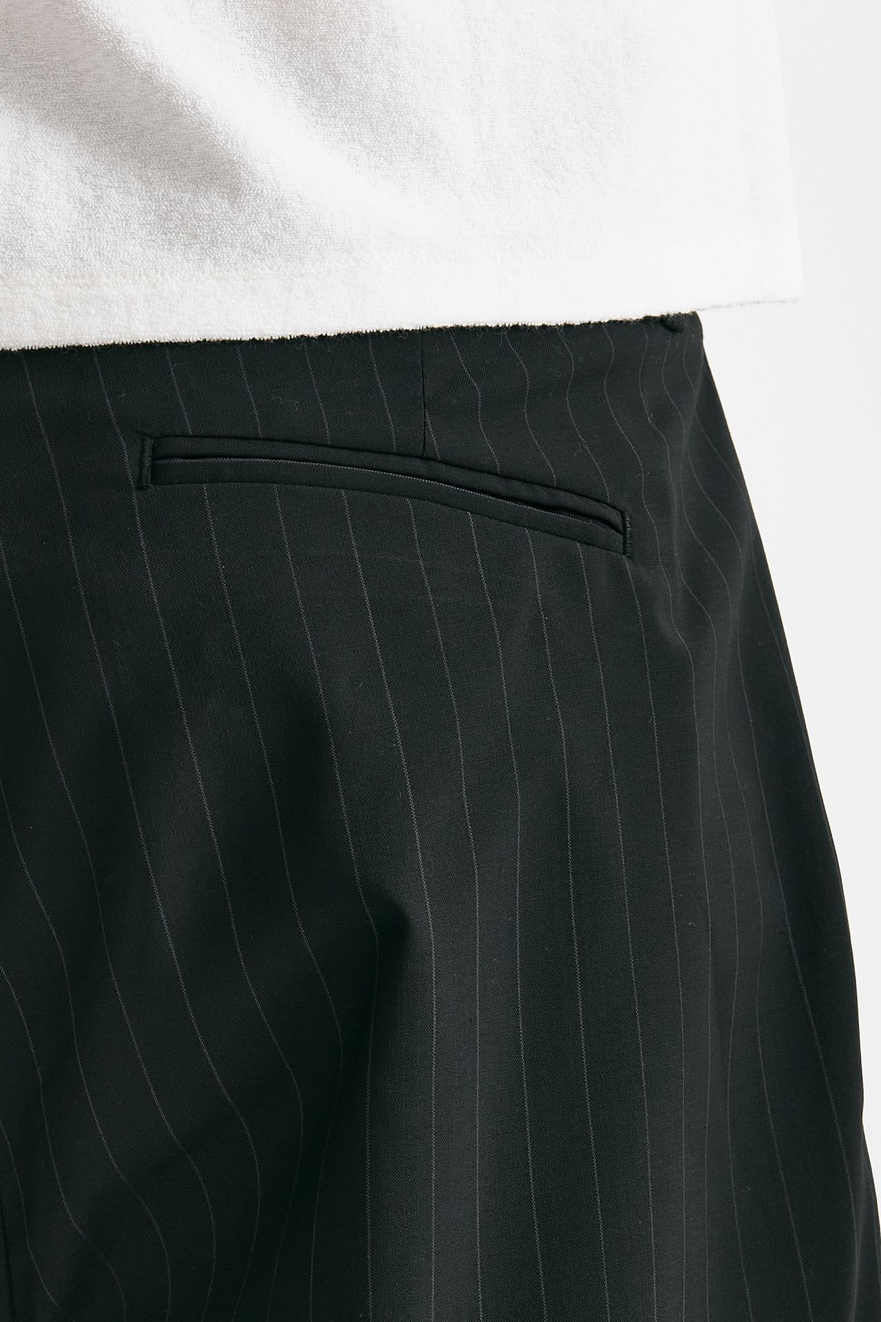 pantalone poliestere e lana stretch gessato nero men Marsēm - 7