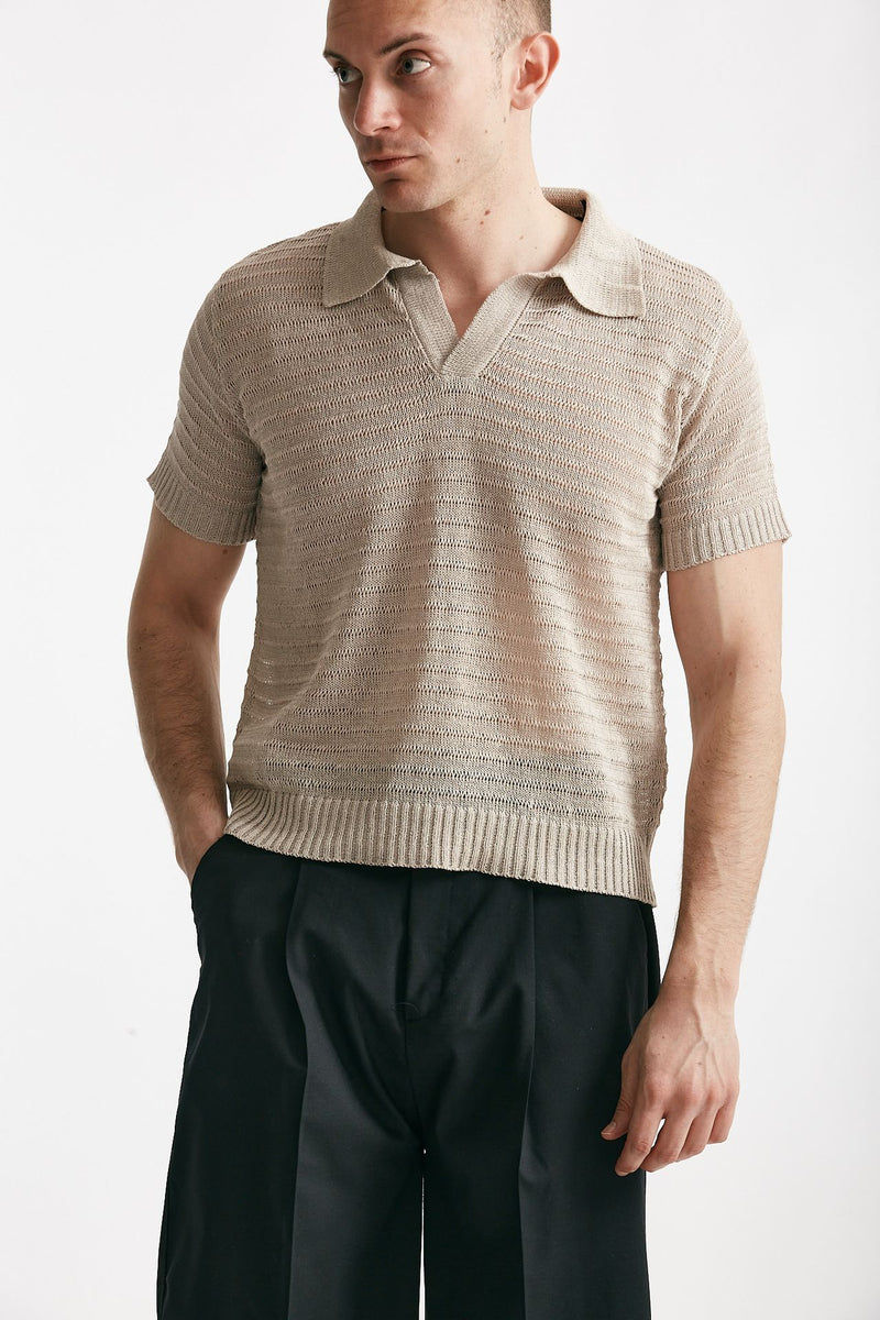 polo in maglia lino poliammide tortora men Marsēm
