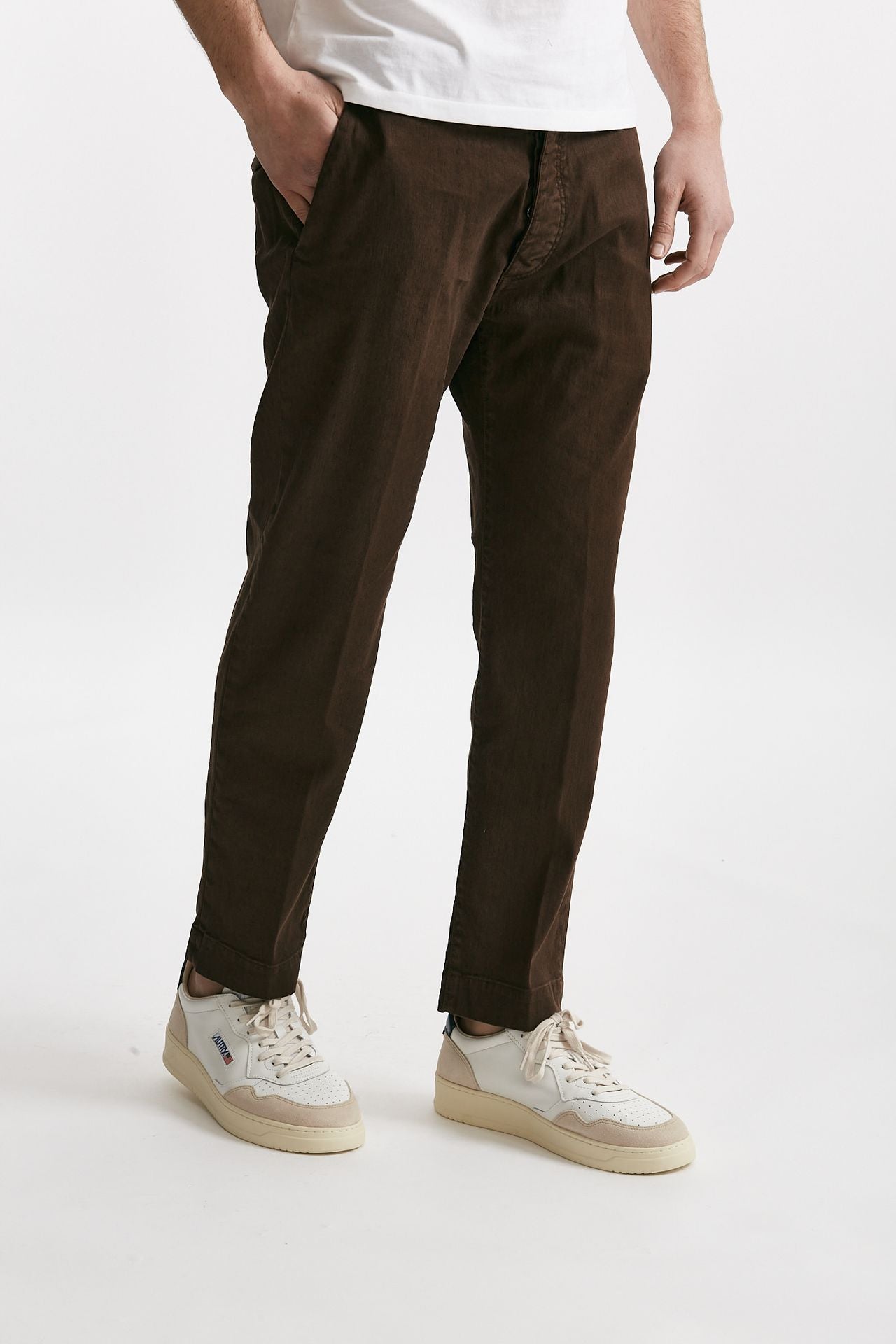 pantalone chino tim in cotone/lino cioccolato men Nine in the morning - 4
