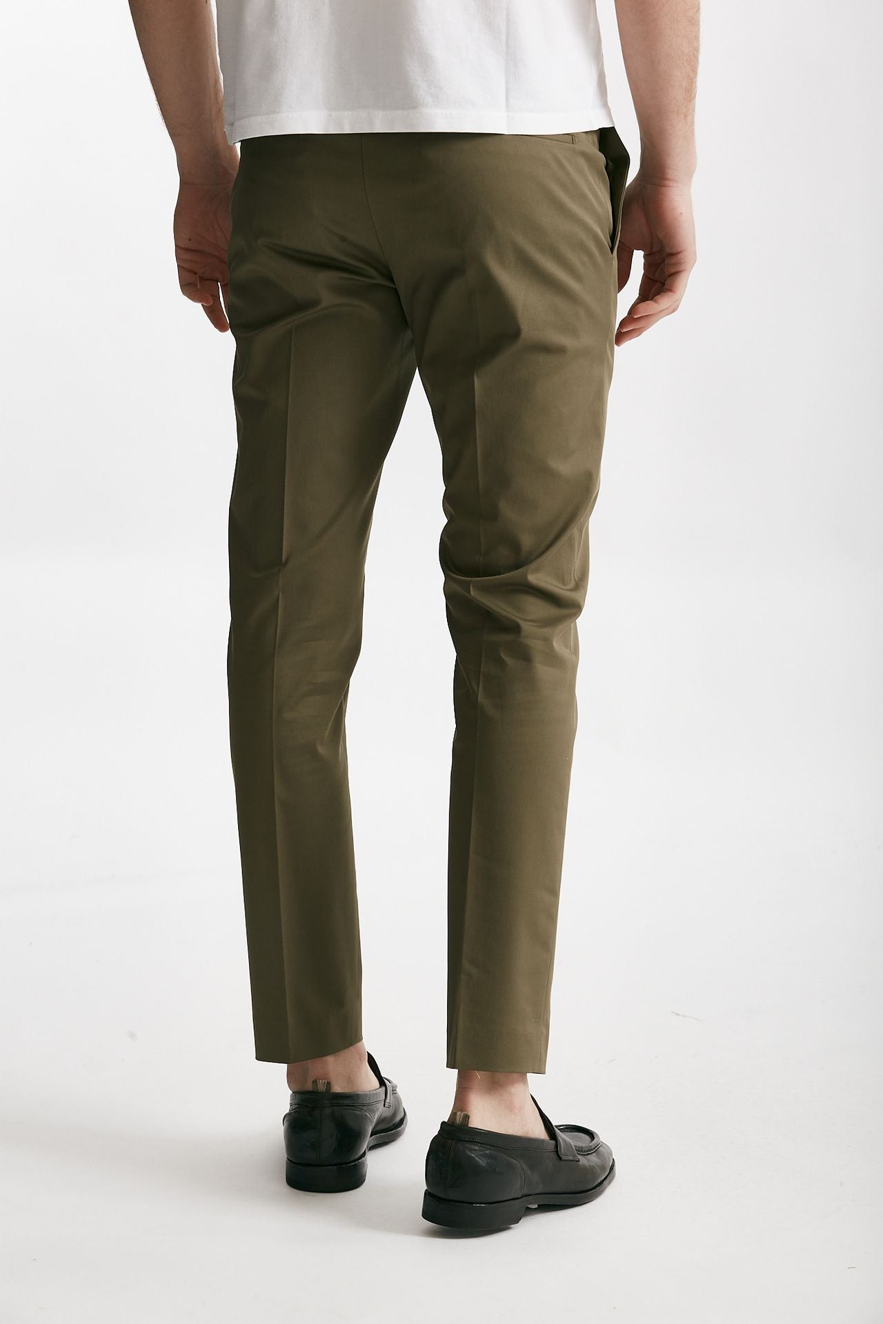 pantalone edge- dieci in cotone raso stretch verde men Pt torino - 3