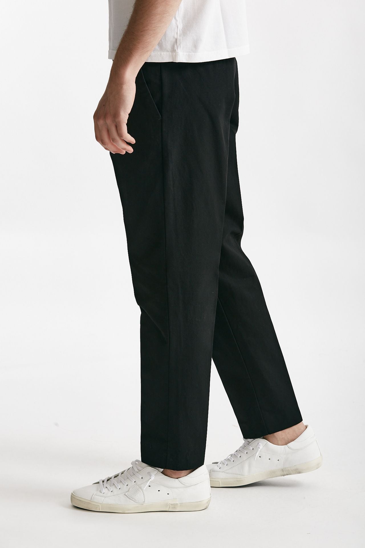 pantalone edge-rebel in cotone e lino nero men Pt torino - 2