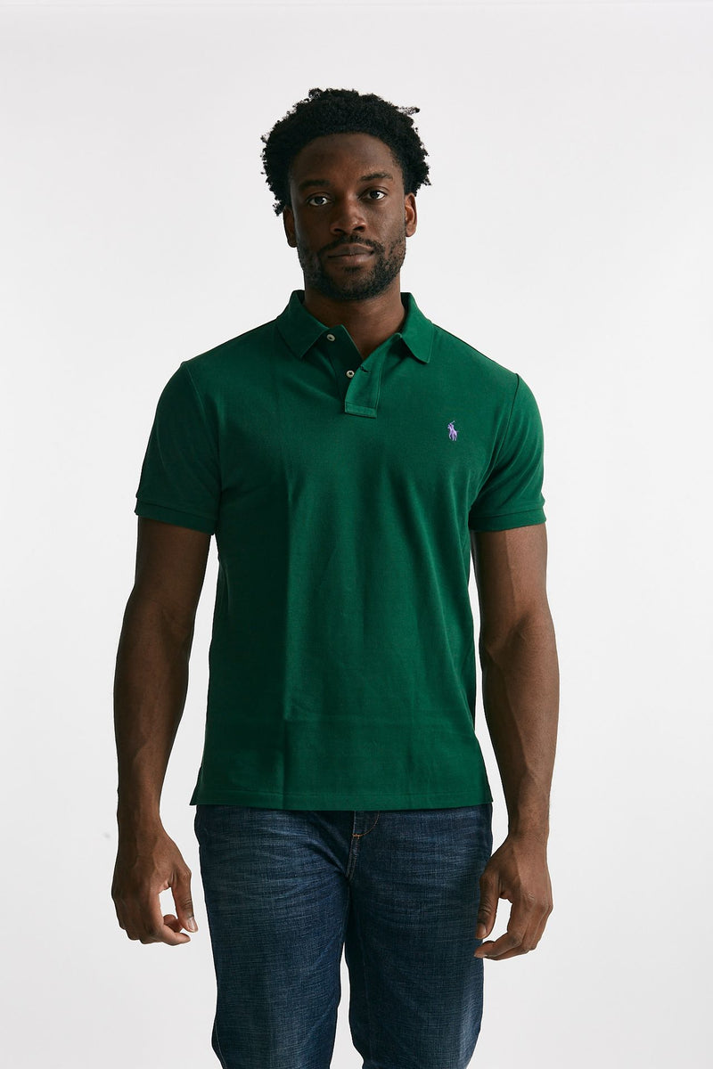 polo in cotone piquet verde men Polo ralph lauren