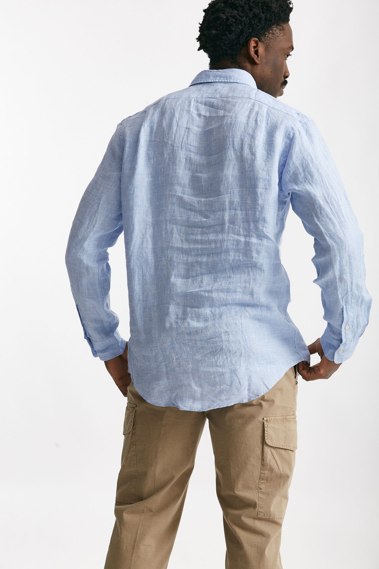 camicia in lino azzurro micro fantasia men Polo ralph lauren - 3