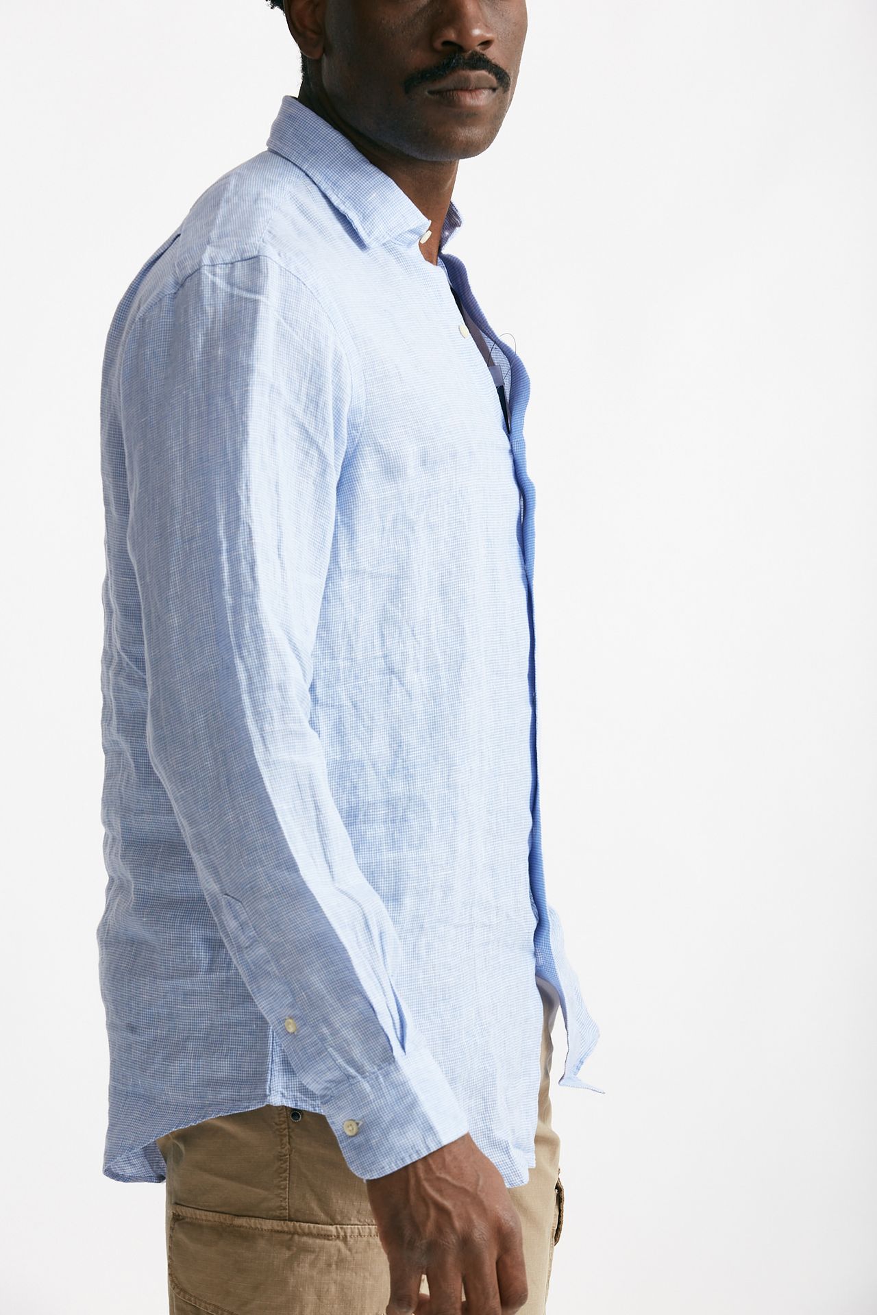 camicia in lino azzurro micro fantasia men Polo ralph lauren - 4