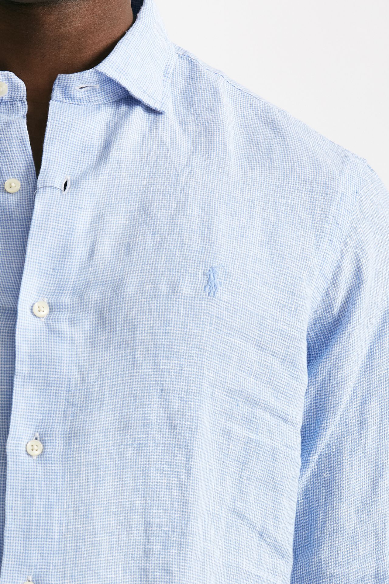 camicia in lino azzurro micro fantasia men Polo ralph lauren - 5