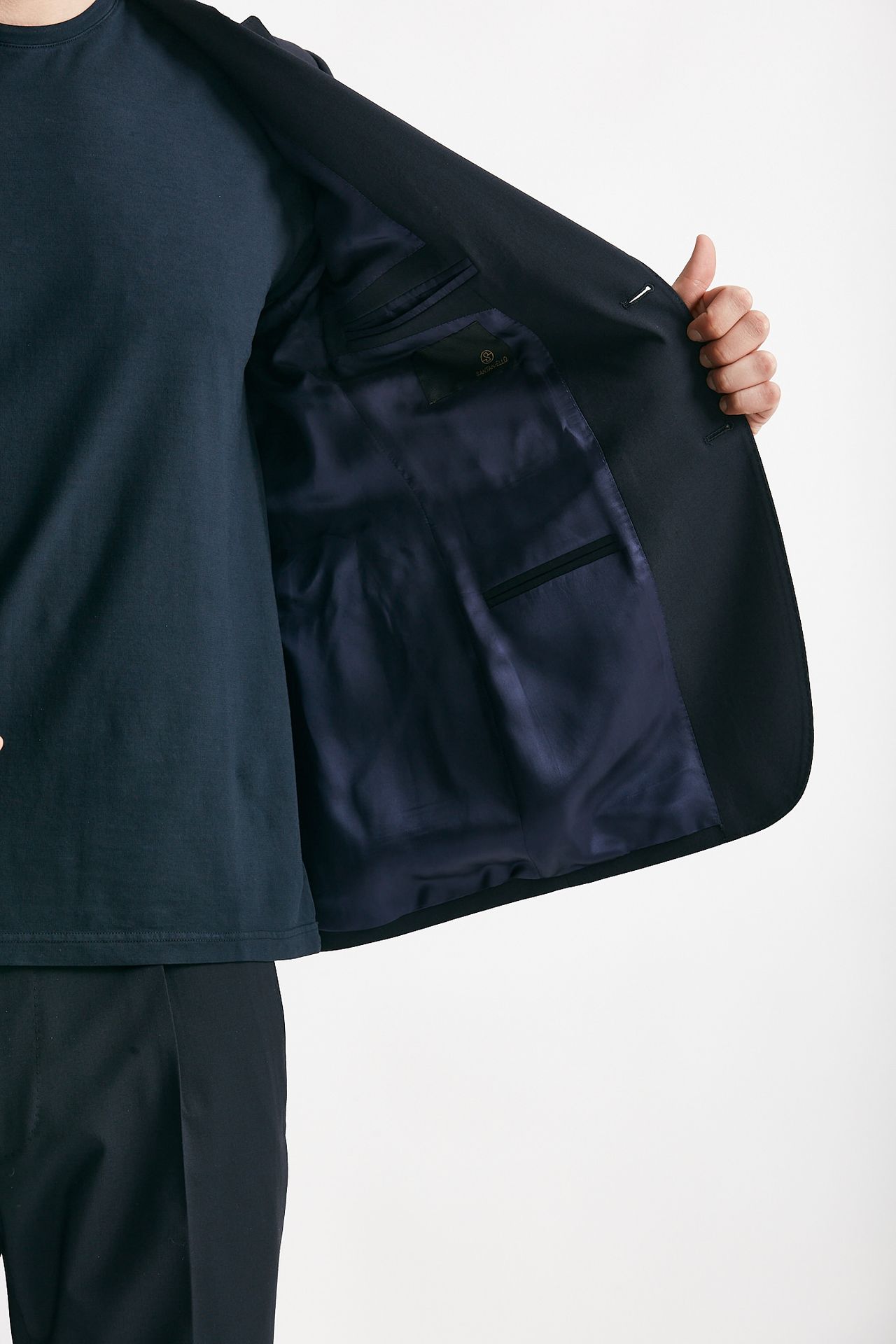 abito monopetto blu lana stretch men Santaniello - 5
