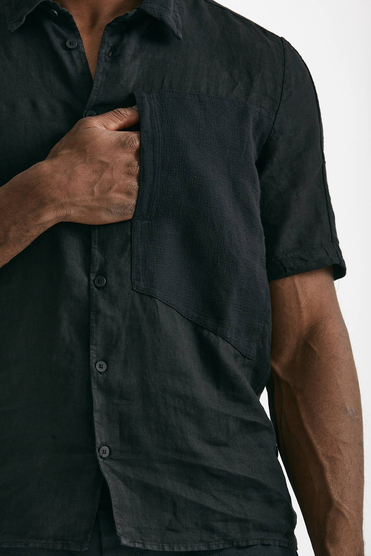 camicia in lino nero men Transit uomo - 6