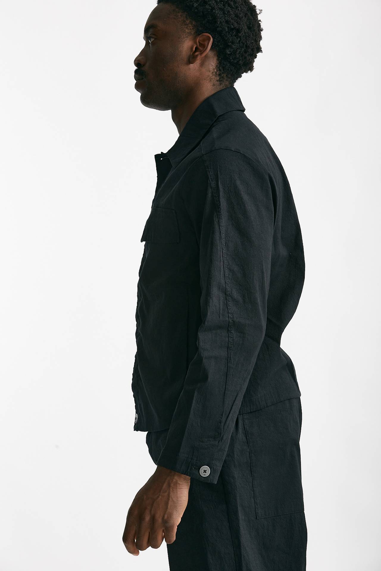 overshirt in lino cotone e poliestere nero men Transit uomo - 2