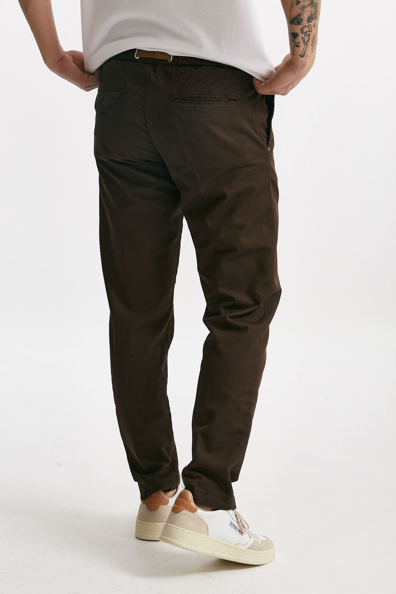 pantalone in cotone e lino stretch marrone men White sand - 3