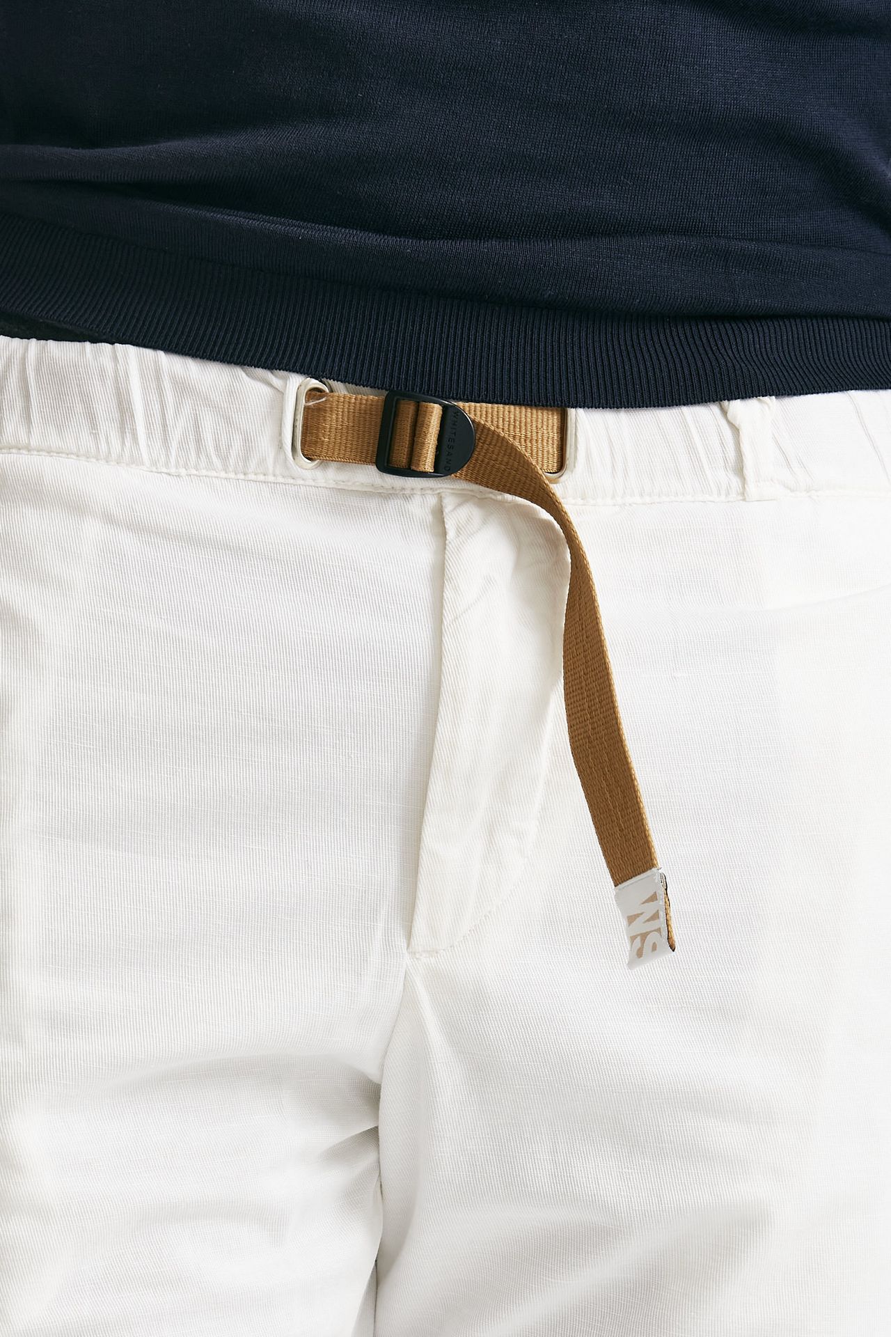 pantalone in cotone e lino stretch bianco men White sand - 5