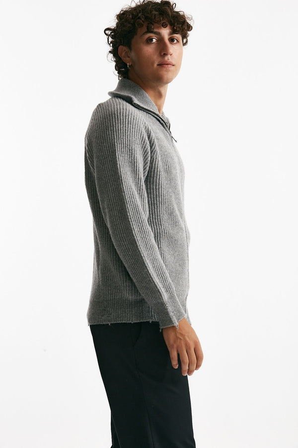 maglia full zip in lana e cashmere grigio men Atomo factory