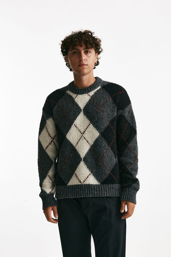 maglia girocollo in lana, alpaca e viscosa fantasia men Atomo factory