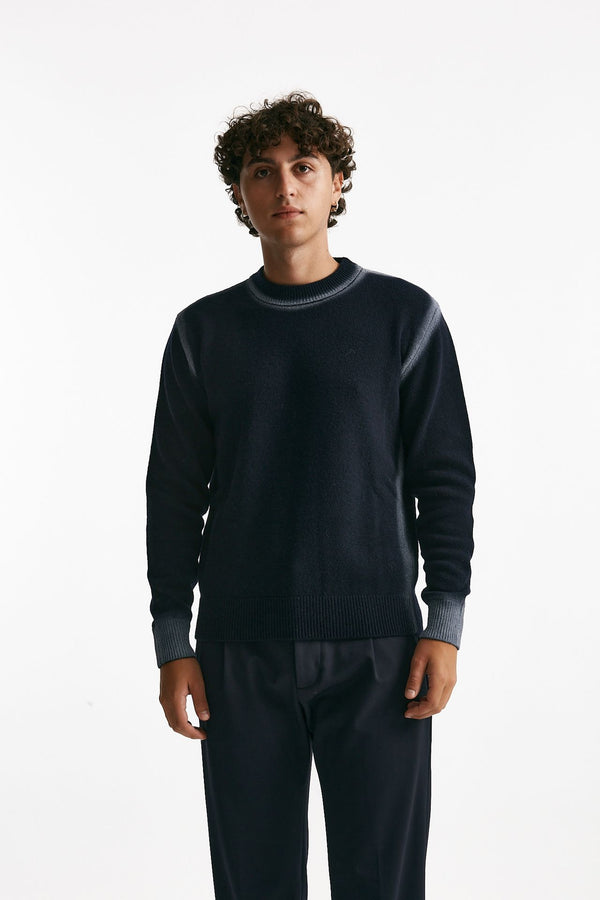 maglia girocollo in lana e polliamide blu men Atomo factory