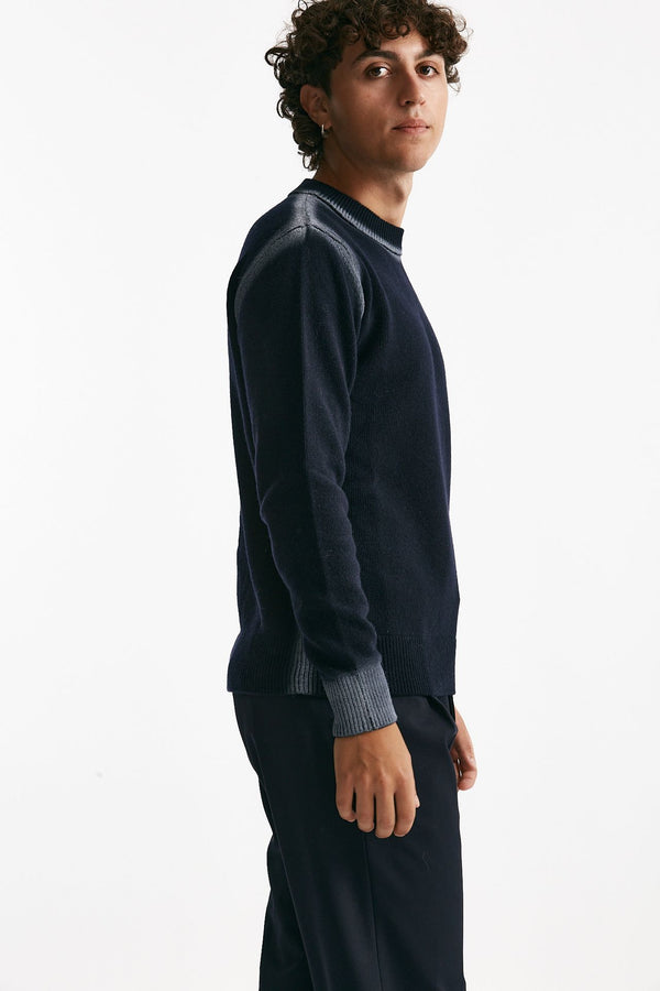 maglia girocollo in lana e polliamide blu men Atomo factory