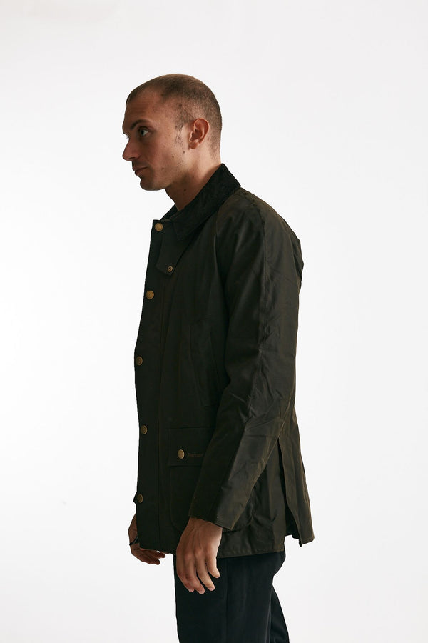 giacca ashby wax jacket in cotone cerato olive-verde men Barbour