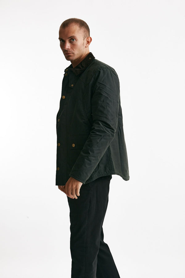 giubbino reelin wax jacket in cotone cerato sage-verde men Barbour