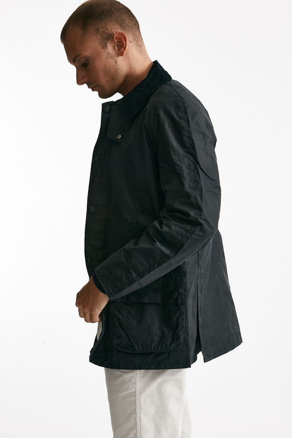 giacca ashby wax jacket in cotone cerato navy-blu men Barbour