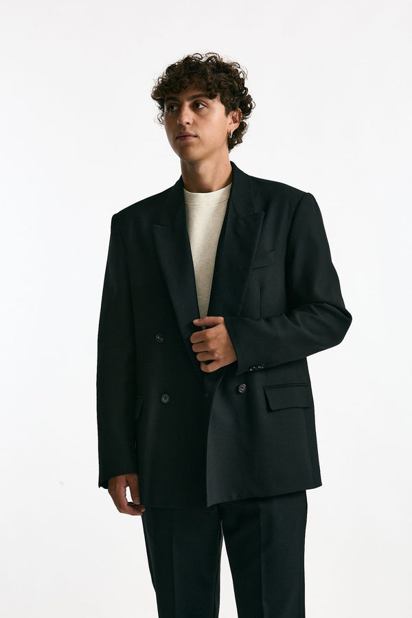 Giacca doppiopetto in lana nero men Covert