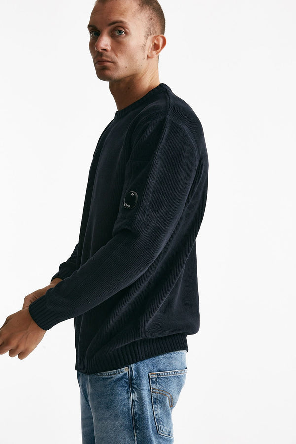 maglia crew neck chenille in ciniglia blu men C.p. company