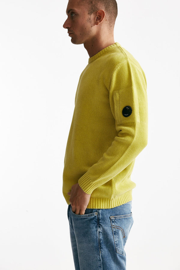 maglia crew neck chenille in ciniglia giallo men C.p. company