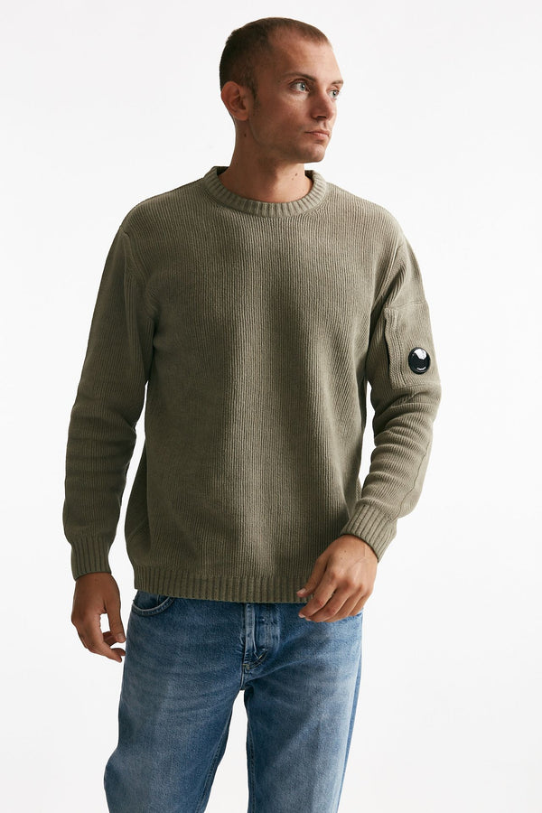 maglia crew neck chenille in ciniglia tortora men C.p. company
