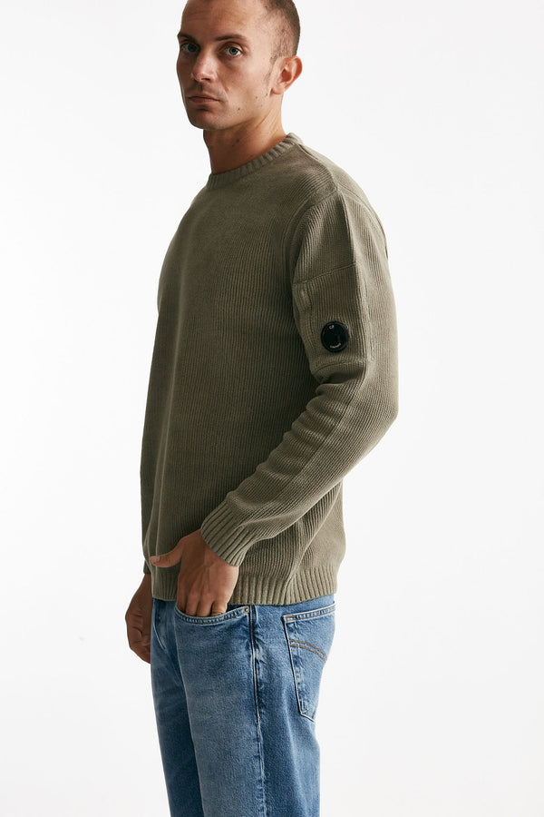 maglia crew neck chenille in ciniglia tortora men C.p. company