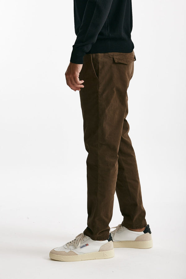 pantalone prince in fustagno di cotone stretch marrone men Department five