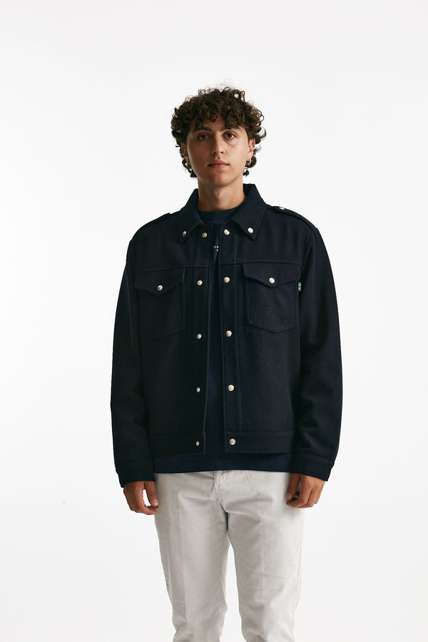 Giubbino in misto lana blu men Department five