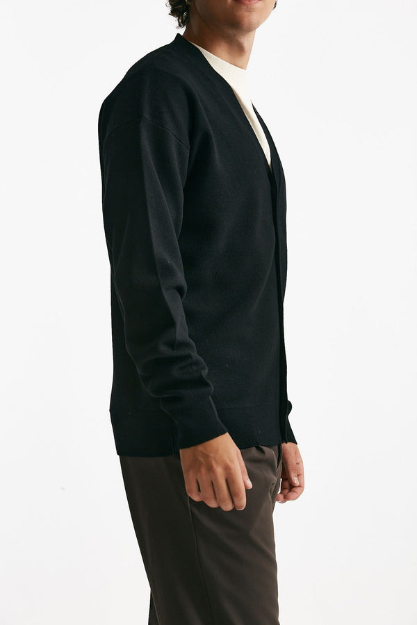 cardigan in lana merinos nero men Drôle de monsieur