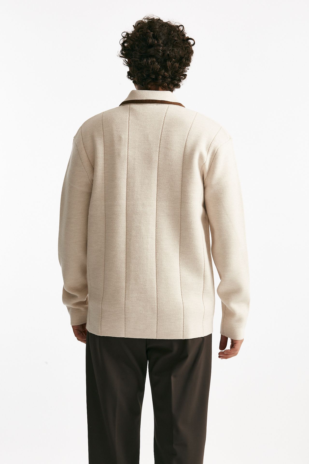 cardigan in lana merinos beige men Drôle de monsieur - 3