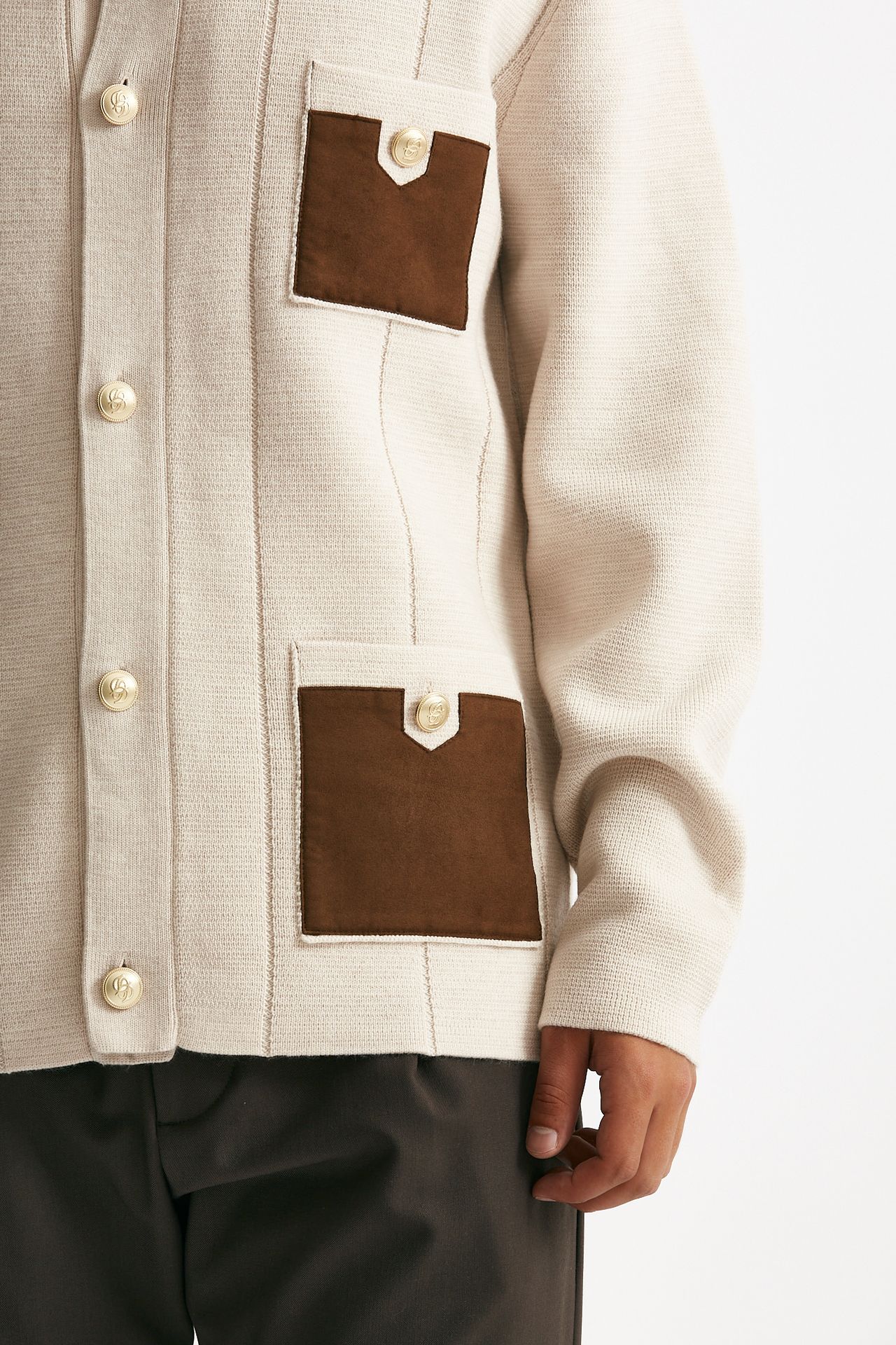 cardigan in lana merinos beige men Drôle de monsieur - 6