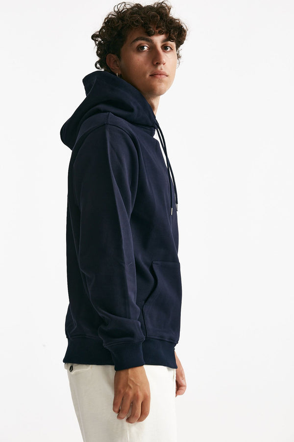 felpa cappuccio con coulisse in cotone blu men Drôle de monsieur