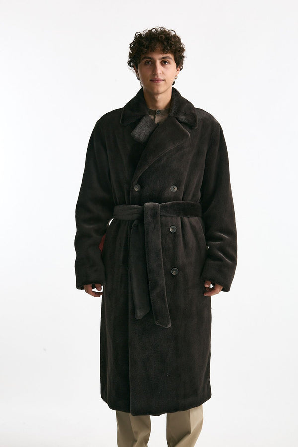 Eco pelliccia in poliestere marrone men Drôle de monsieur