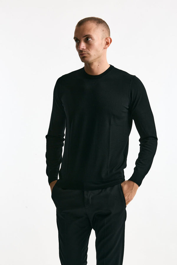 Maglia MODERN in lana rasata nero men Drumohr