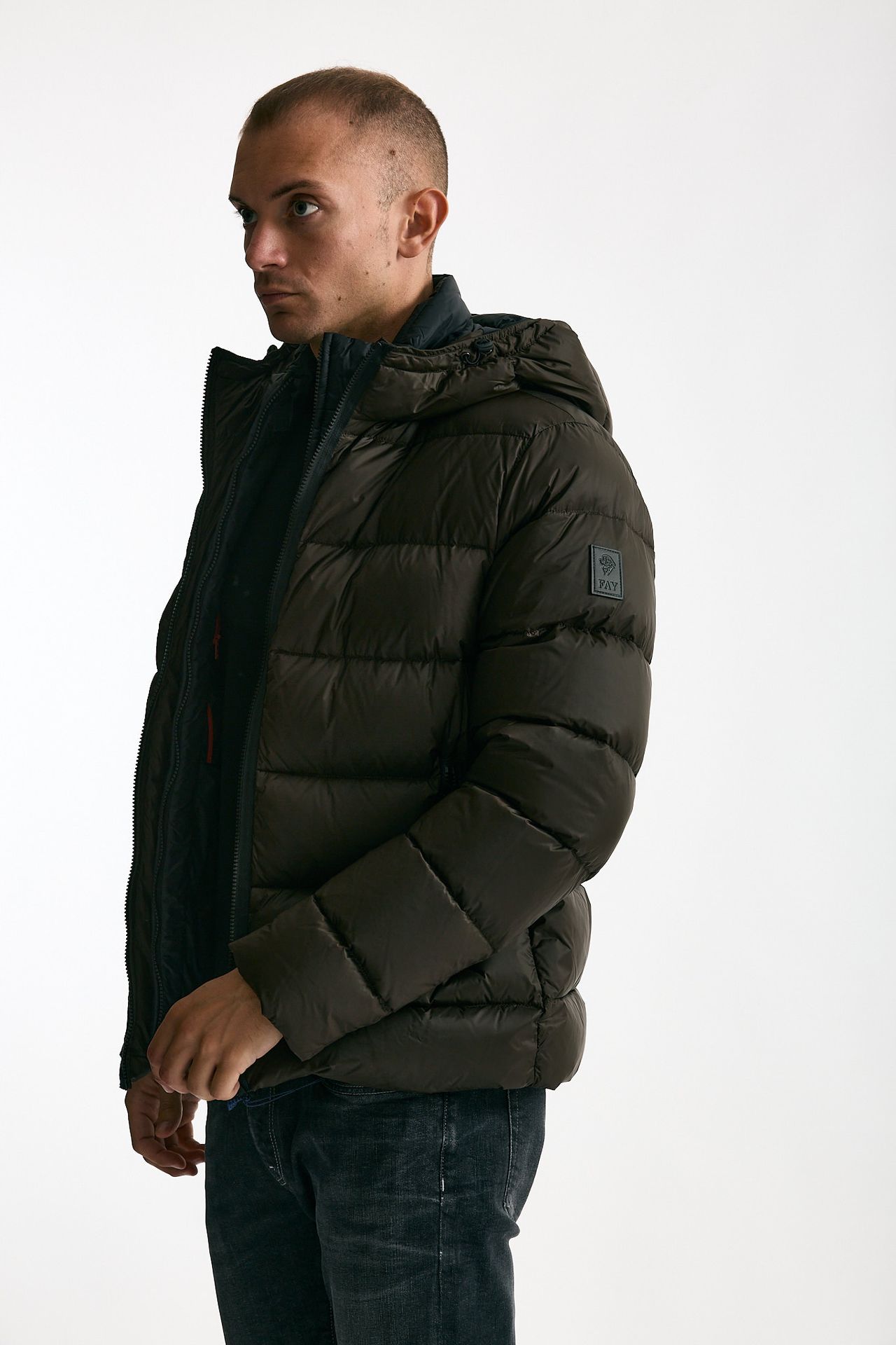 Piumino imbottito double front in nylon marrone men Fay - 3