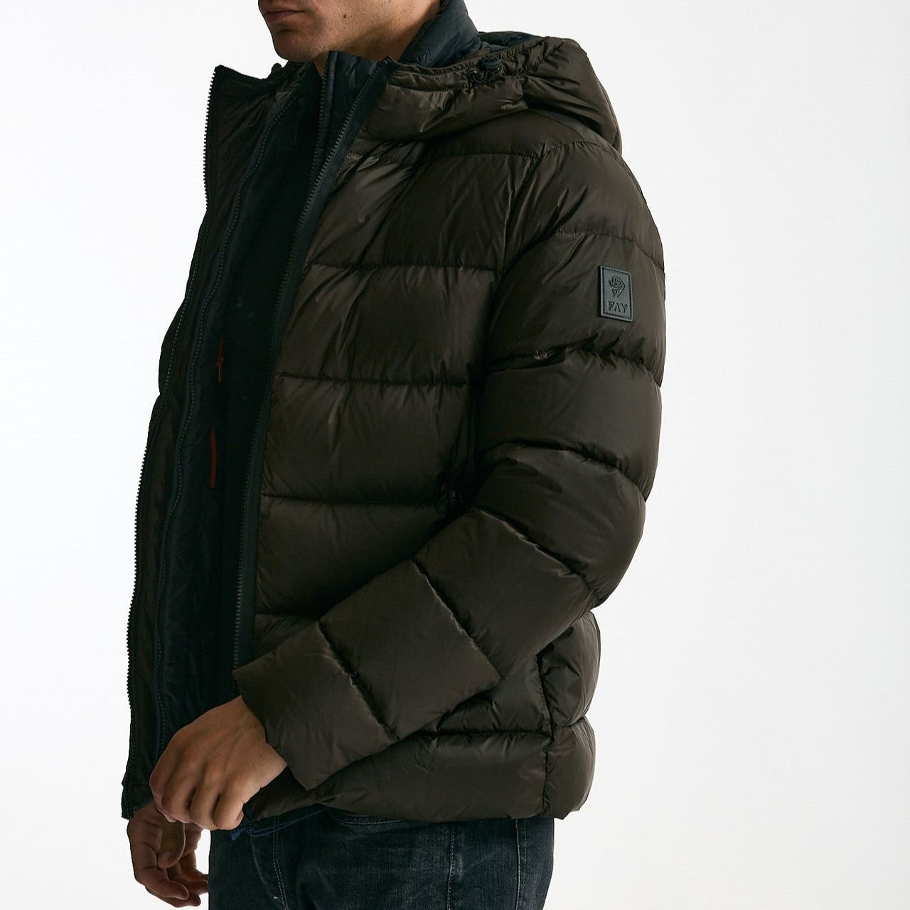 Piumino imbottito double front in nylon marrone men Fay - 10