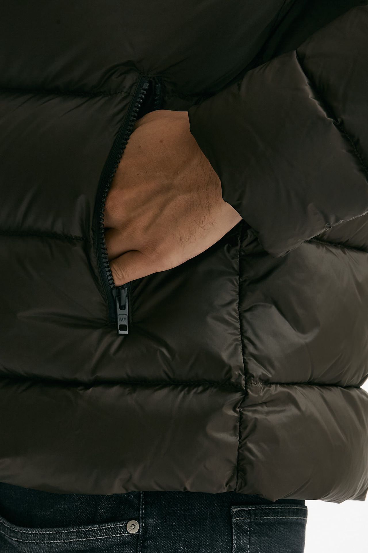 Piumino imbottito double front in nylon marrone men Fay - 8