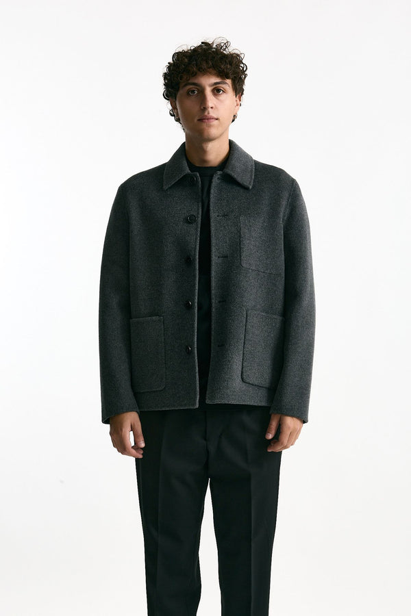 Caban in panno di lana e cashmere grigio men Grifoni